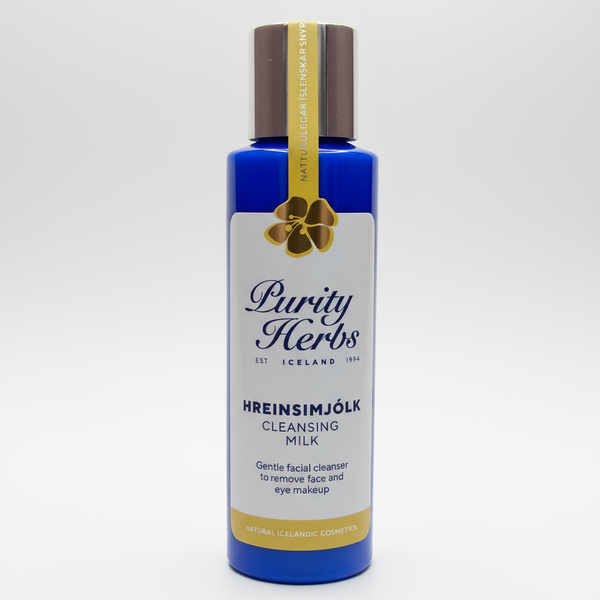 Bottle of Purity Herbs cleansing milk on a white background